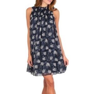 Joie Mini Dress Size Large Blue Baltic Print Shift Sleeveless Flowy NWT